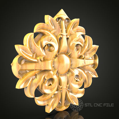 Ornate Floral Medallion STL Model - CNC Router, Artcam, Aspire, Wood Art, Wall Decor, CNC Files