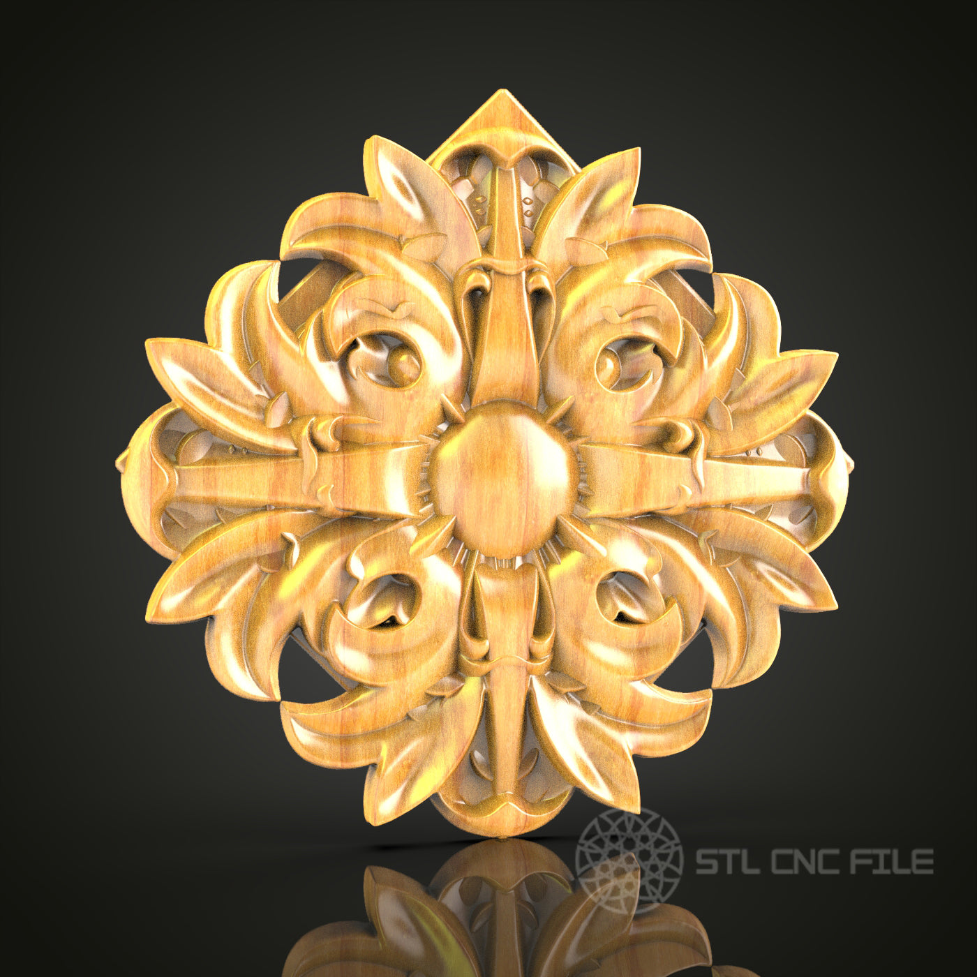 Ornate Floral Medallion STL Model - CNC Router, Artcam, Aspire, Wood Art, Wall Decor, CNC Files