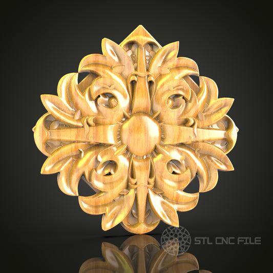 Ornate Floral Medallion STL Model - CNC Router, Artcam, Aspire, Wood Art, Wall Decor, CNC Files