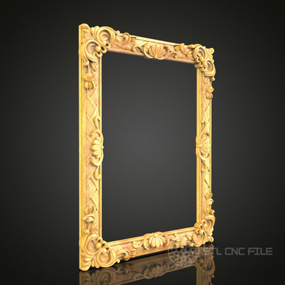 Ornate Floral and Ribbon Wood Frame STL Model, Perfect for CNC Routers - Artcam, Aspire Compatible - Ideal for Wall Art and Decor