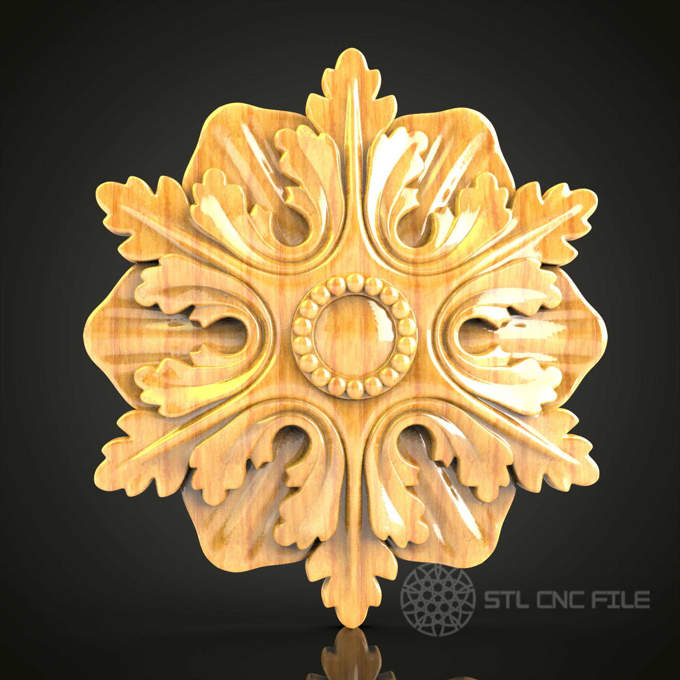 Ornate Oak Leaf STL Model for CNC Router and Engraver