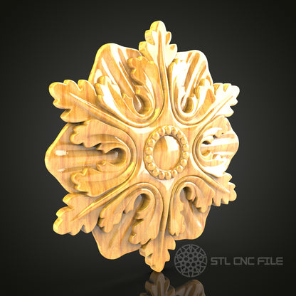 Ornate Oak Leaf STL Model for CNC Router and Engraver