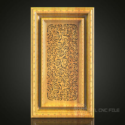 Ornate Rose Panel STL - Elegant CNC Engraving ArtcamAspire