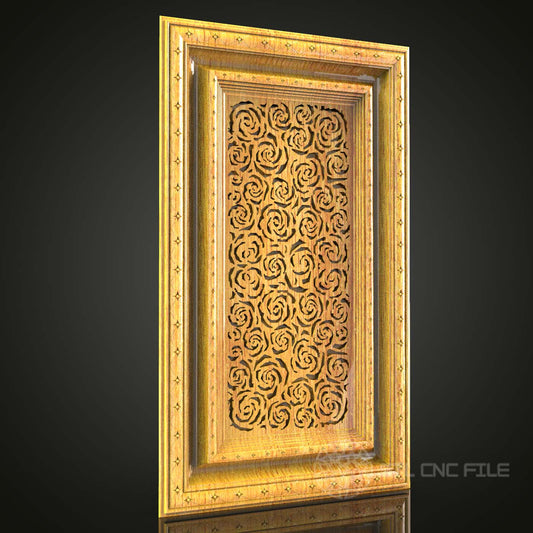 Ornate Rose Panel STL - Elegant CNC Engraving ArtcamAspire