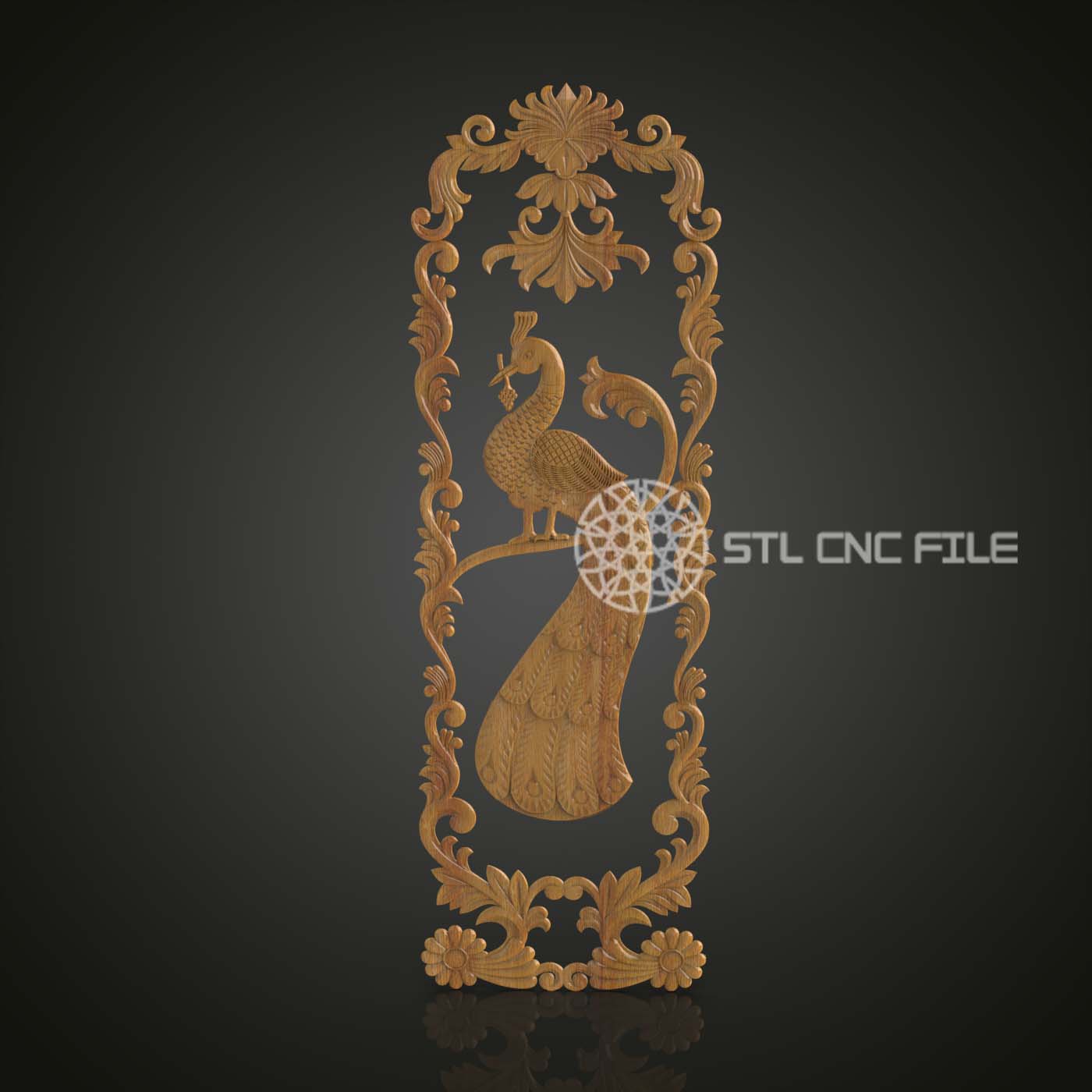 Peacock Elegance - 3D STL Model, CNC Router File, ArtcamAspire Design, Woodworking Wall Art