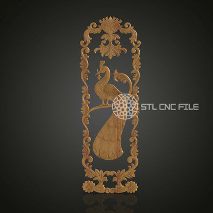 Peacock Elegance - 3D STL Model, CNC Router File, ArtcamAspire Design, Woodworking Wall Art