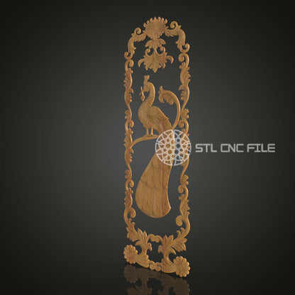 Peacock Elegance - 3D STL Model, CNC Router File, ArtcamAspire Design, Woodworking Wall Art