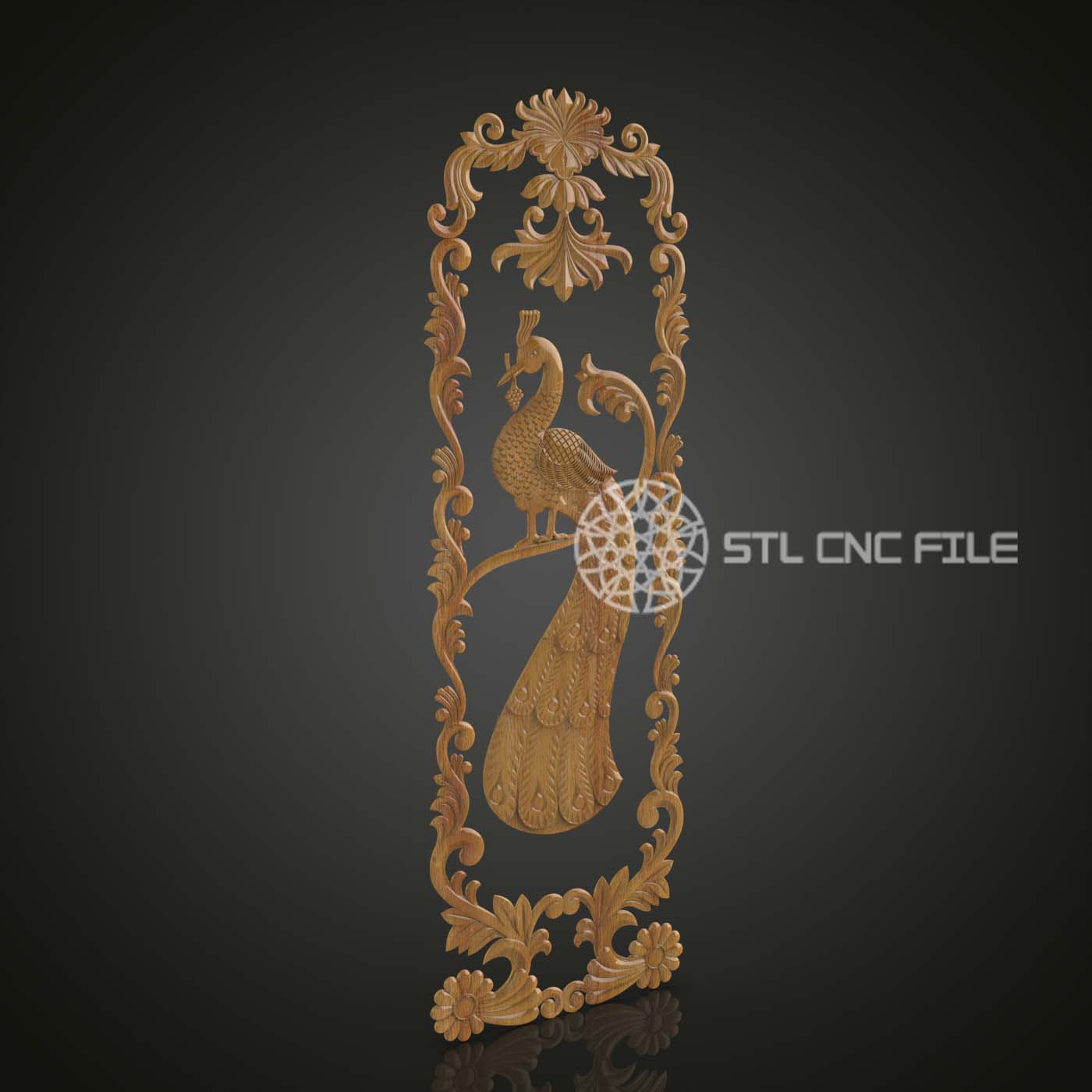 Peacock Elegance - 3D STL Model, CNC Router File, ArtcamAspire Design, Woodworking Wall Art