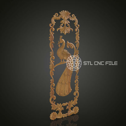 Peacock Elegance - 3D STL Model, CNC Router File, ArtcamAspire Design, Woodworking Wall Art