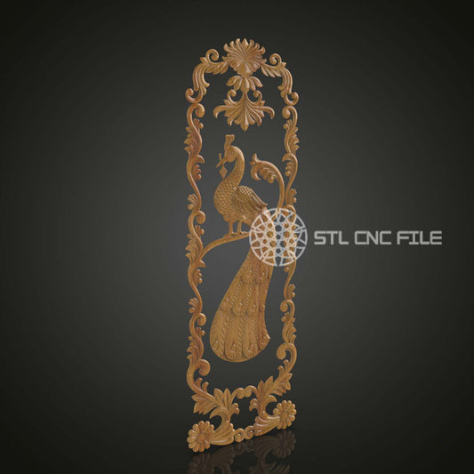 Peacock Elegance - 3D STL Model, CNC Router File, ArtcamAspire Design, Woodworking Wall Art