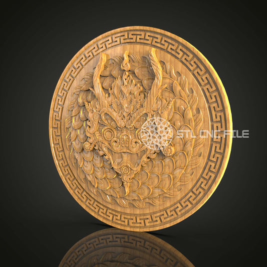 Phoenix Rebirth STL Model for CNC, Mythical Bird Carving File, Artcam Aspire Engraving, Greek Key Border Art, Eternal Flame Wall Decor, Mystical CNC Pattern