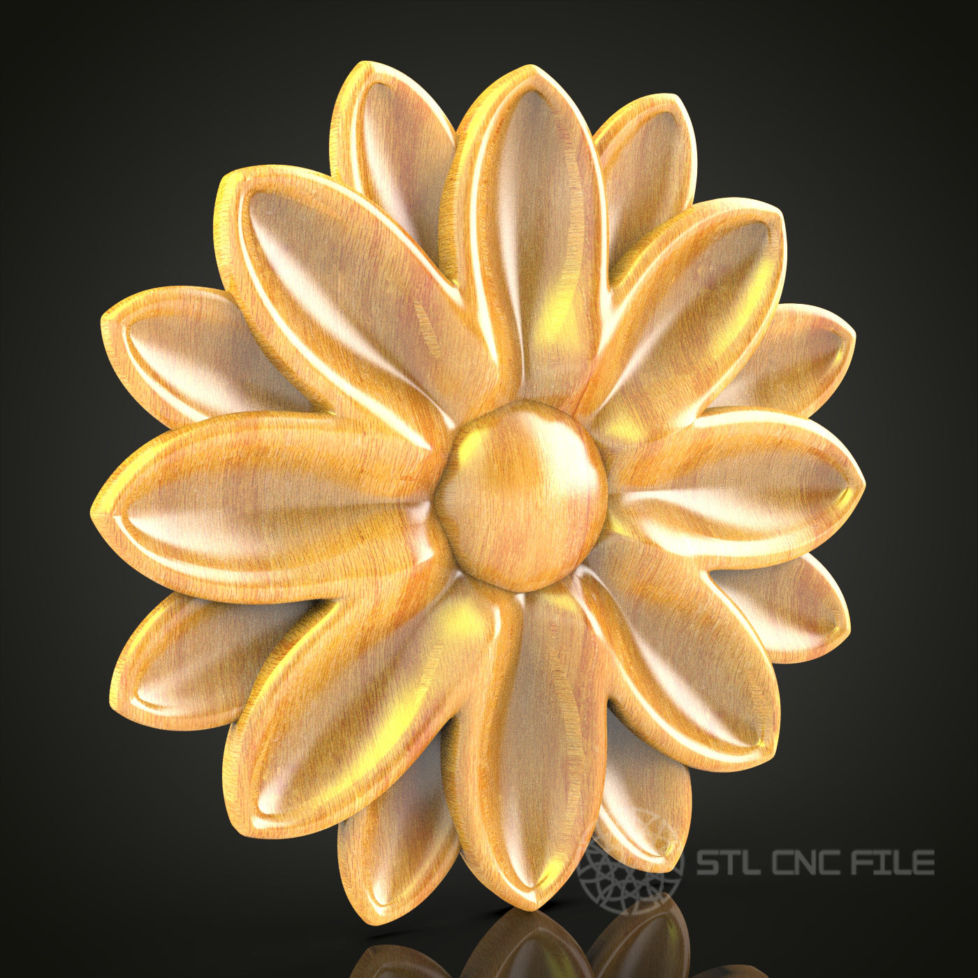 Radiant Daisy Flower STL Model, CNC Router Engraver File, Artcam Aspire Wall Art Design, Decorative Woodwork