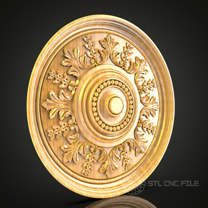 Renaissance Floral Medallion STL Model for CNC Router - Luxurious Wood Decor, Artcam, Aspire, CNC Files
