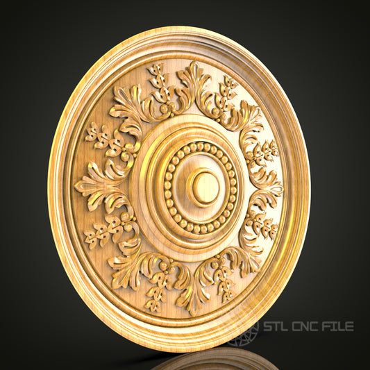 Renaissance Floral Medallion STL Model for CNC Router - Luxurious Wood Decor, Artcam, Aspire, CNC Files