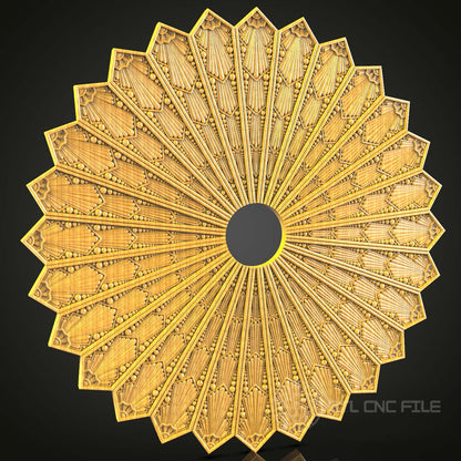 Radiant Sunburst CNC Wall Panel, STL Model, Unique Wood Art Decor
