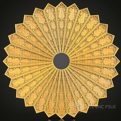 Radiant Sunburst CNC Wall Panel, STL Model, Unique Wood Art Decor
