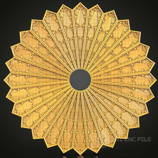 Radiant Sunburst CNC Wall Panel, STL Model, Unique Wood Art Decor