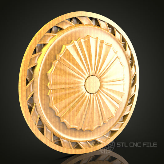 Radiant Sunburst STL Model for CNC Router and Engraving