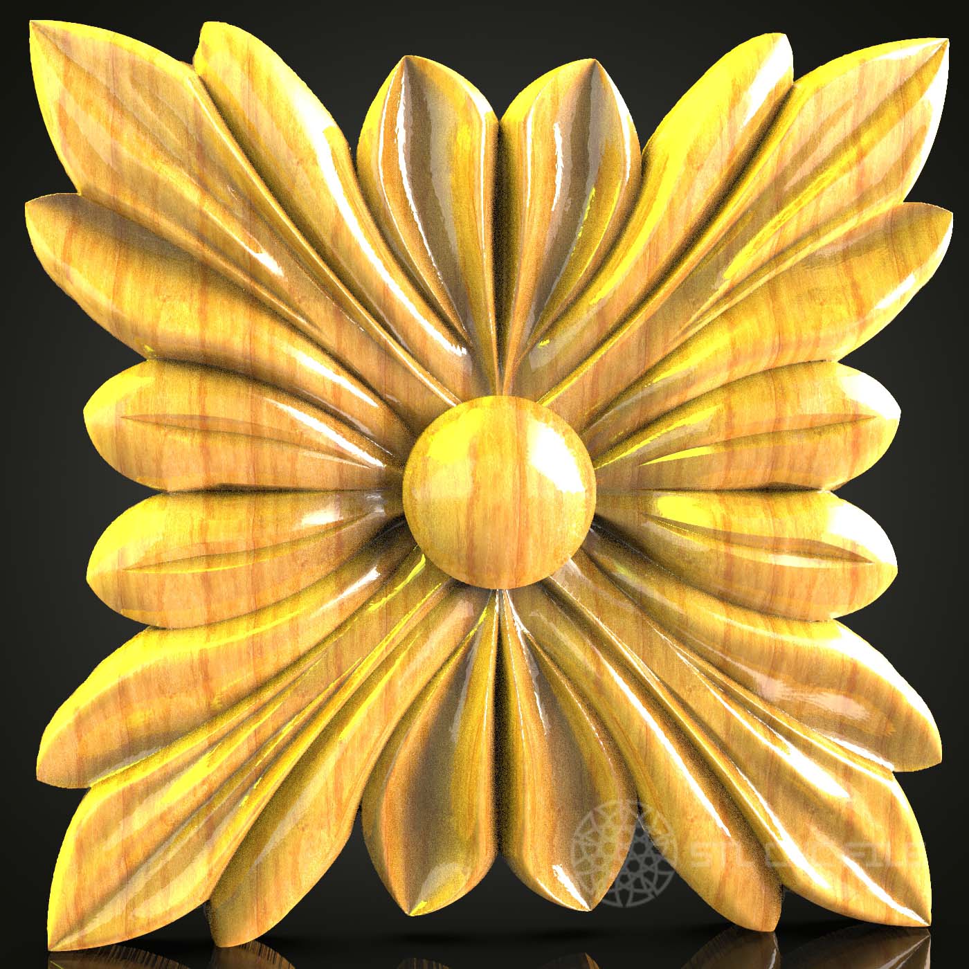 Radiant Wood Floral Design - STL Model, CNC Router, Artcam, Aspire Files, Home Decor