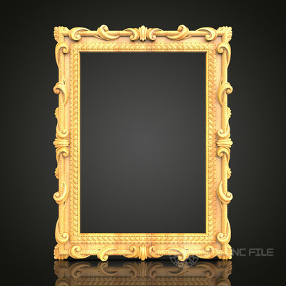 Regal Baroque Wood Frame STL Model for CNC Routers - Perfect for Artcam, Aspire Enthusiasts - Exquisite Wall Art Decor
