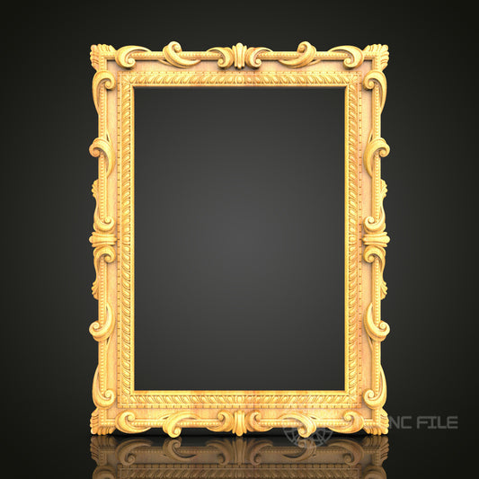 Regal Baroque Wood Frame STL Model for CNC Routers - Perfect for Artcam, Aspire Enthusiasts - Exquisite Wall Art Decor