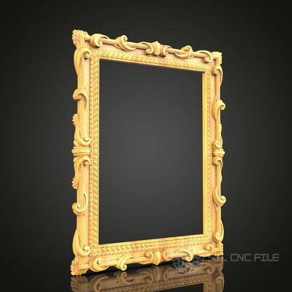 Regal Baroque Wood Frame STL Model for CNC Routers - Perfect for Artcam, Aspire Enthusiasts - Exquisite Wall Art Decor
