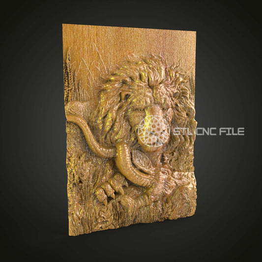 Regal Lion Portrait 3D STL Model, CNC Router Ready, for Artcam & Aspire Engraving, Perfect for Wood Art and Wall Decor Projects