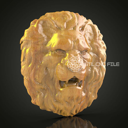 Regal Roar - Lion Head STL Model, CNC Wood Art, ArtcamAspire Engraving, Majestic Wall Decor
