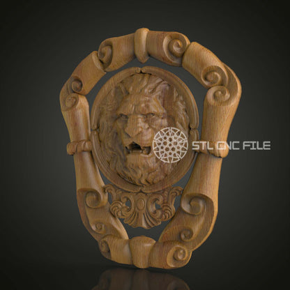 Roaring Lion Shield 3D STL Model, Ideal for CNC Wood Engraving, Compatible with Artcam & Aspire, Perfect for Regal Wall Art