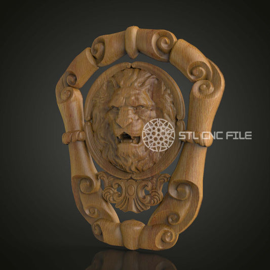 Roaring Lion Shield 3D STL Model, Ideal for CNC Wood Engraving, Compatible with Artcam & Aspire, Perfect for Regal Wall Art