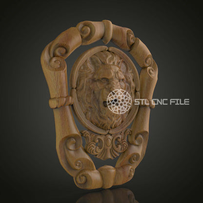 Roaring Lion Shield 3D STL Model, Ideal for CNC Wood Engraving, Compatible with Artcam & Aspire, Perfect for Regal Wall Art