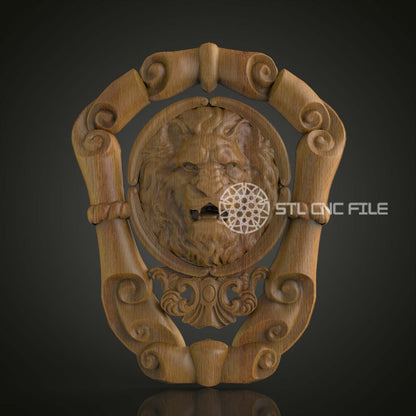 Roaring Lion Shield 3D STL Model, Ideal for CNC Wood Engraving, Compatible with Artcam & Aspire, Perfect for Regal Wall Art