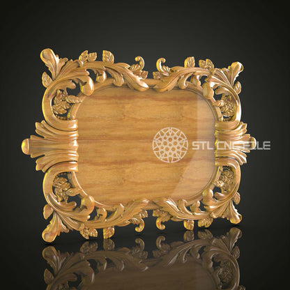 Rococo Frame STL Model for CNC, Baroque Style Wood Carving, Artcam Aspire Decorative Panel, Elegant Woodwork Art, Classic Wall Embellishment, CNC Router File