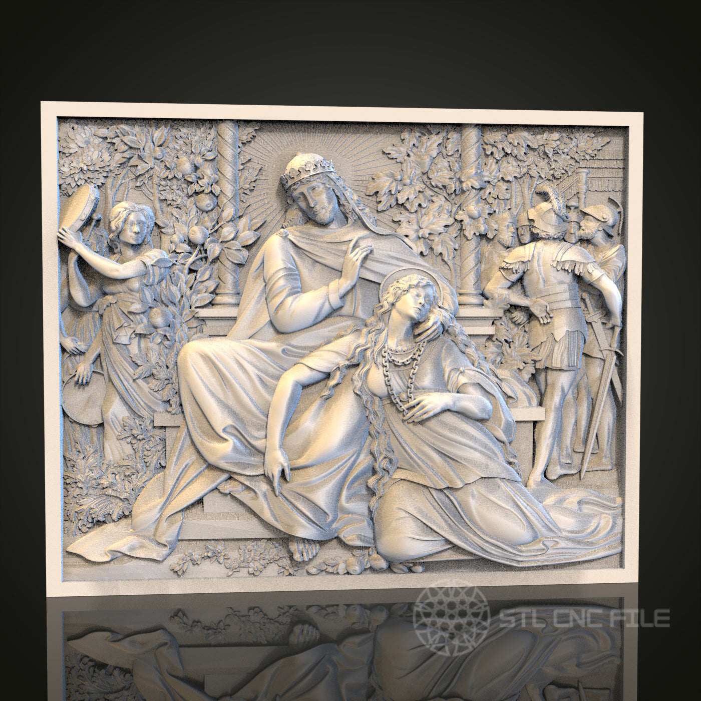 Royal Court Drama STL Model for CNC Router, Artcam, Aspire, Elegant Historical Wall Art