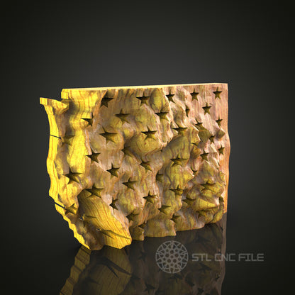 Rustic USA Map with Stars STL Model for CNC Router Engraver, Wall Decor Artcam Aspire CNC Files