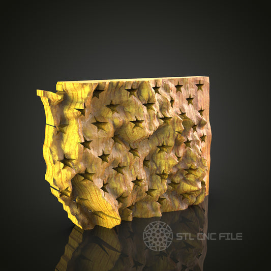 Rustic USA Map with Stars STL Model for CNC Router Engraver, Wall Decor Artcam Aspire CNC Files