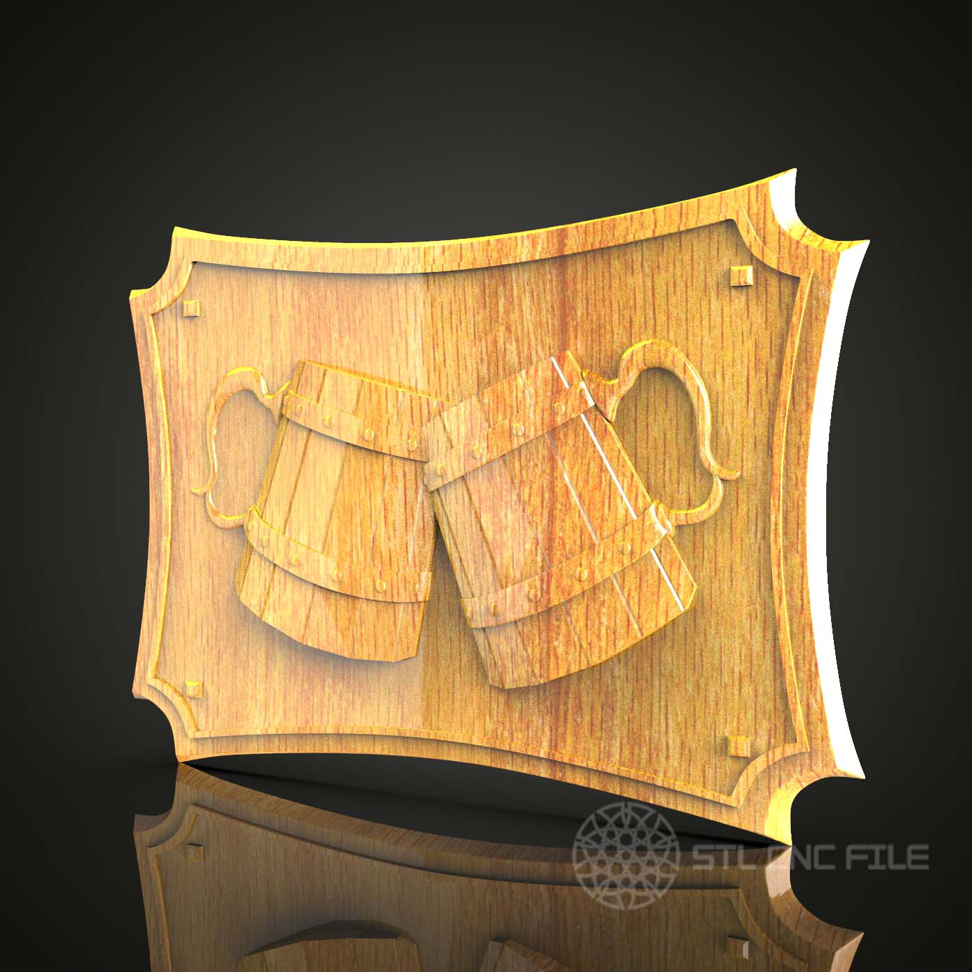 STL Beer Mugs Wall Art - CNC Router Files for Wood Engraving