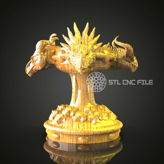 STL Model Dragon Chess Piece - CNC Router Engraver Files for Artcam, Aspire | Unique Wood Art Wall Decor for CNC Machining