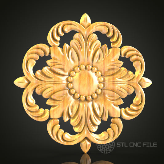 STL Model Flower Motif - CNC Router Engraver Files for Artcam, Aspire - Wood Art Wall Decor