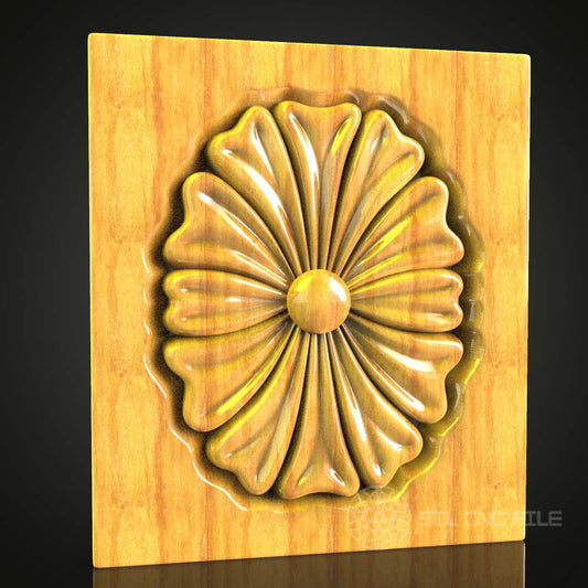 STL Model Flower Rosette for CNC Router, Artcam, Aspire Files - Wood Art Wall Decor