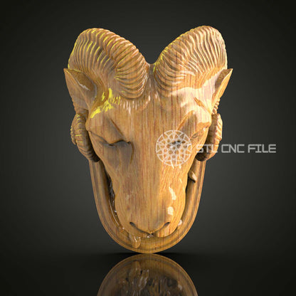 Serene Sheep Bust - Ram STL Model for CNC, Artcam/Aspire Sheep Carving, Rustic Wood Wall Decor
