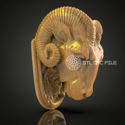 Serene Sheep Bust - Ram STL Model for CNC, Artcam/Aspire Sheep Carving, Rustic Wood Wall Decor