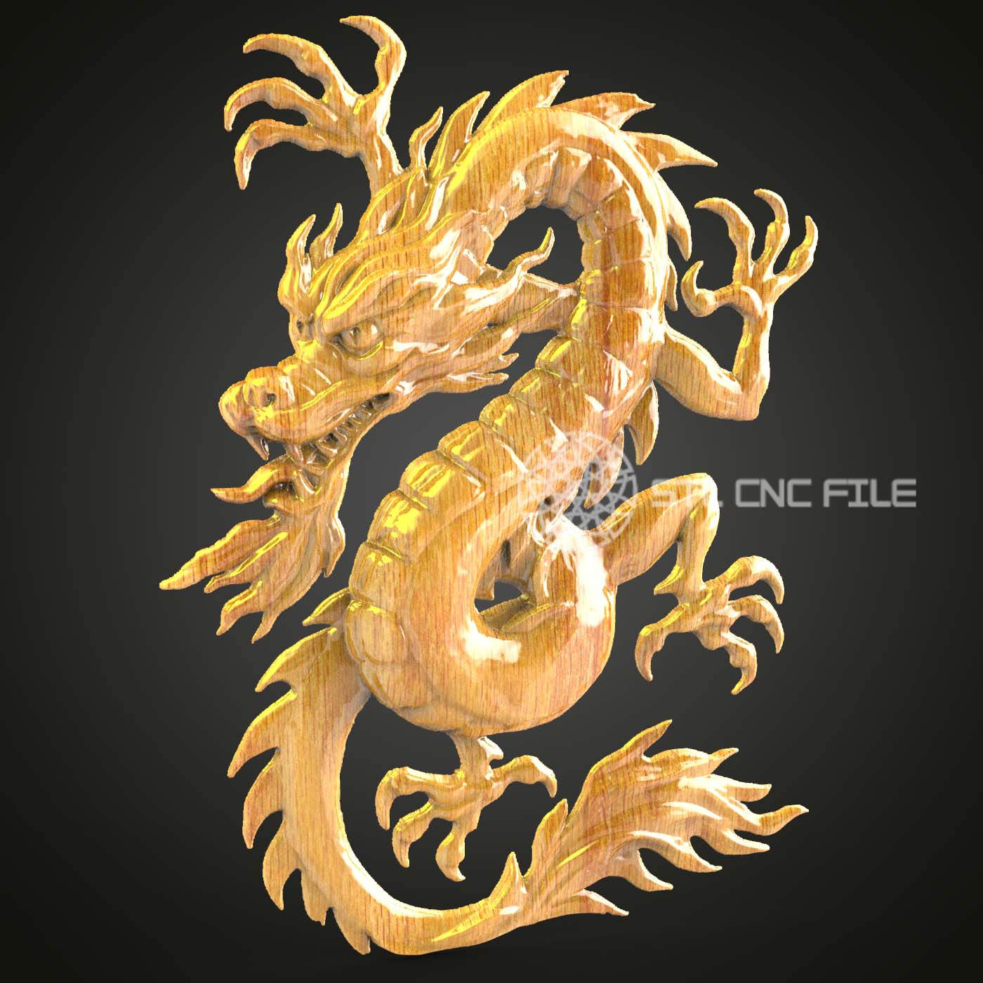 Serpentine Dragon Ouroboros STL, CNC Router Engraving, Artcam Aspire 3D Art, Mythological Wood Decor Eternal Cycle Dragon Wall Art, CNC File