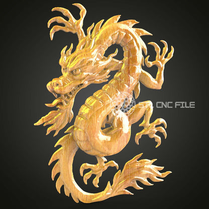 Serpentine Dragon Ouroboros STL, CNC Router Engraving, Artcam Aspire 3D Art, Mythological Wood Decor Eternal Cycle Dragon Wall Art, CNC File