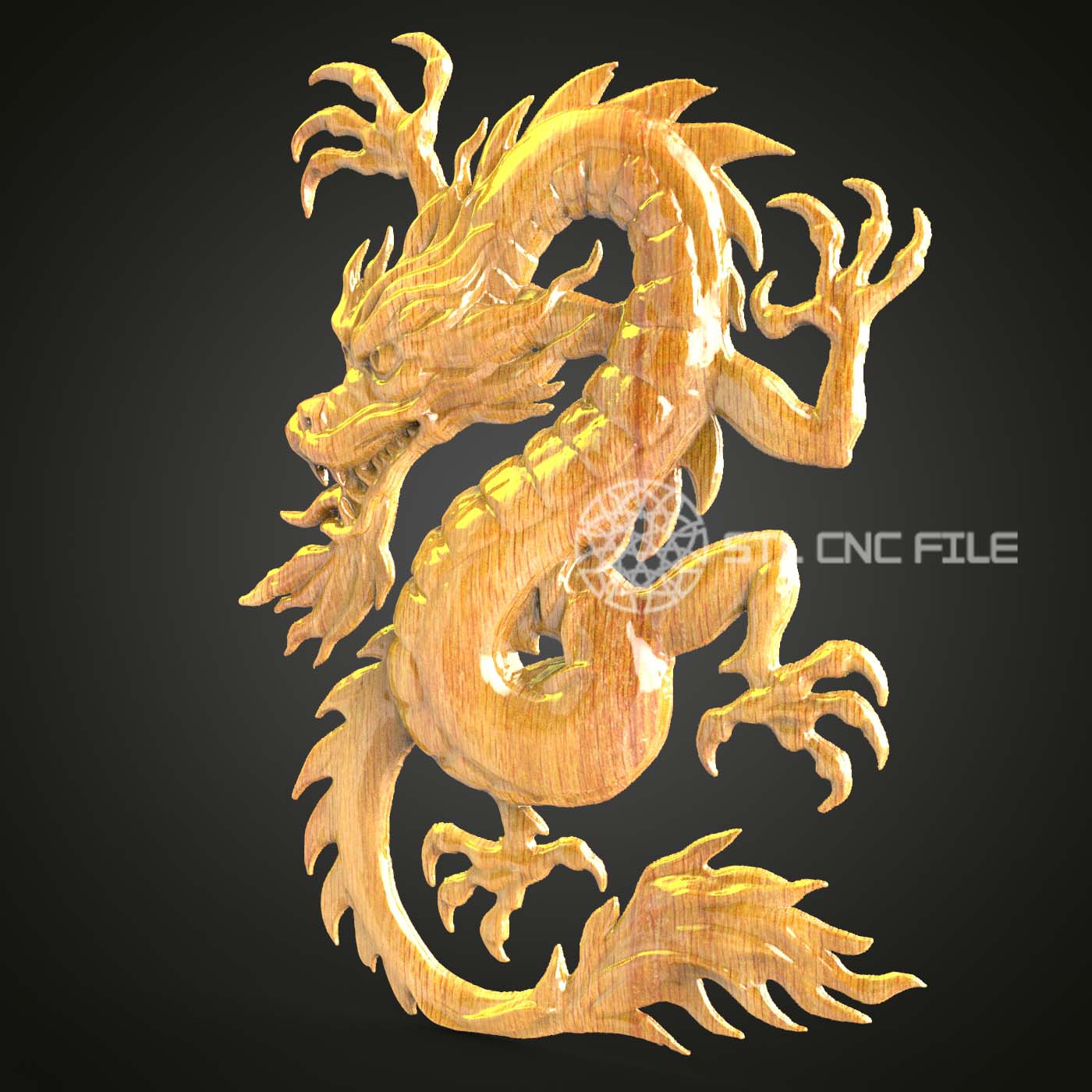 Serpentine Dragon Ouroboros STL, CNC Router Engraving, Artcam