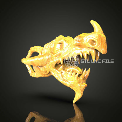 Fierce Dragon Skull STL Model - CNC Router Engraver Files for Artcam, Aspire | Fantasy Wood Art, Skull Decor CNC