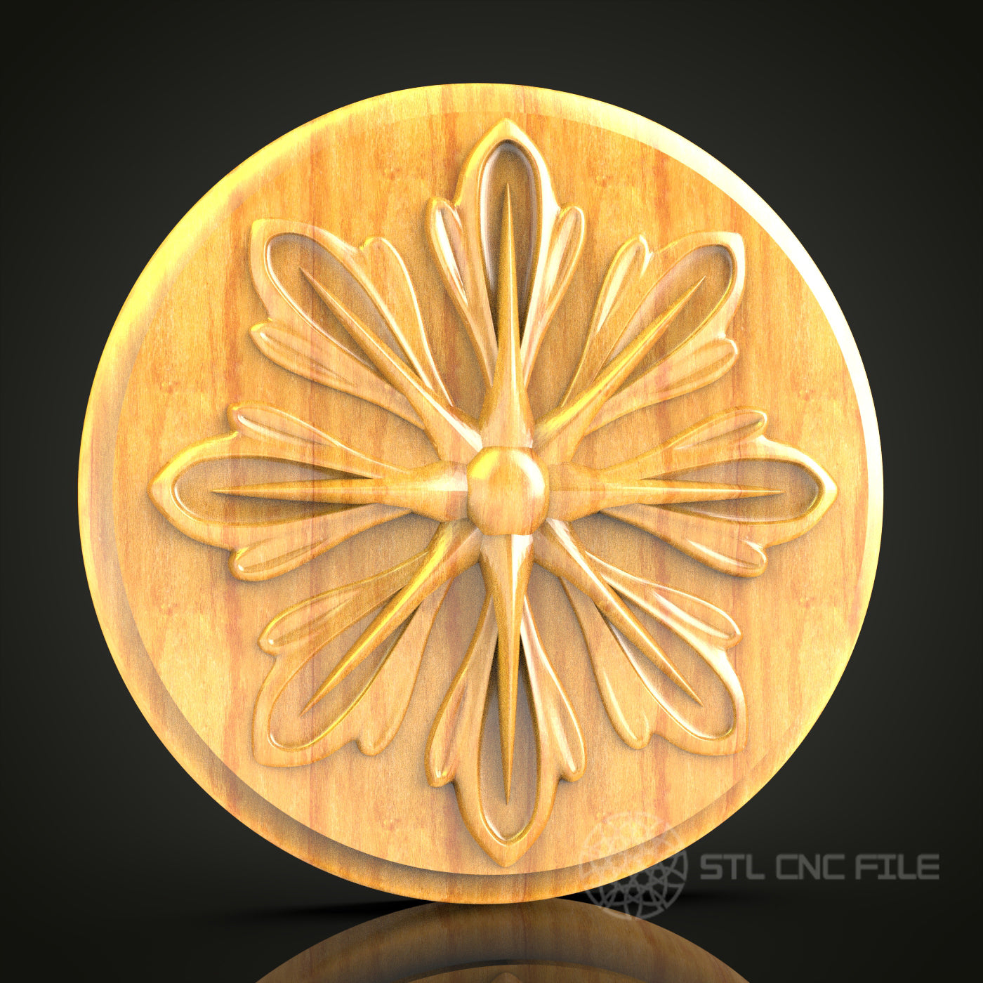 Sleek Floral Oval STL Model, CNC Router Engraver Design, Artcam Aspire Decorative Wood Art