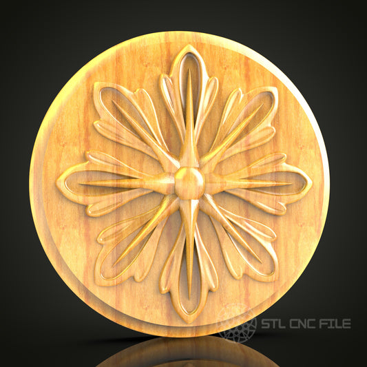 Sleek Floral Oval STL Model, CNC Router Engraver Design, Artcam Aspire Decorative Wood Art