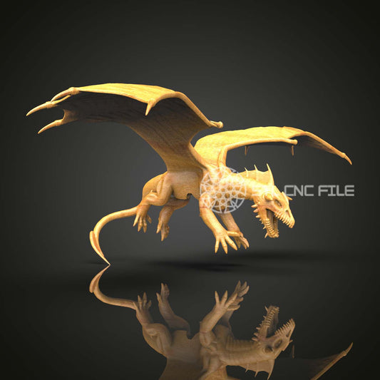 Soaring Dragon STL Model for CNC Routers, Dynamic Wood Art File, Artcam & Aspire Compatible, Mythical Beast Wall Decor Design