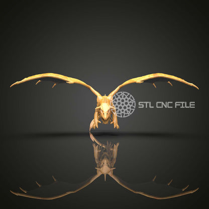 Soaring Dragon STL Model for CNC Routers, Dynamic Wood Art File, Artcam & Aspire Compatible, Mythical Beast Wall Decor Design